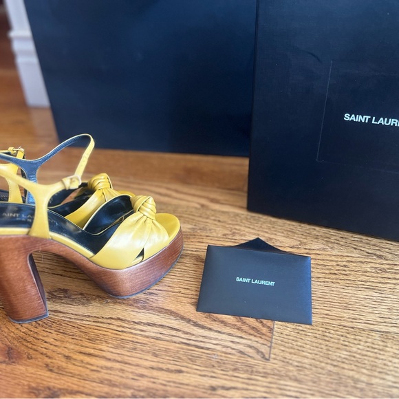 Saint Laurent Bianca leather platforms in Node Sand color size 37.5 - Picture 6 of 6